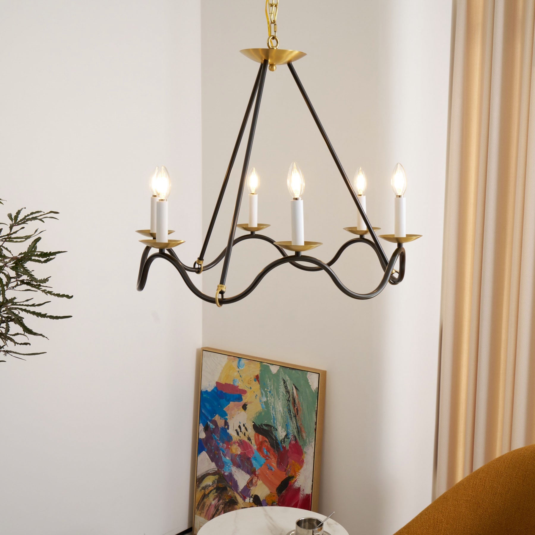Freyza | Shine Vintage Industrial Brass Chandelier – Industrial Dining Room Living Room