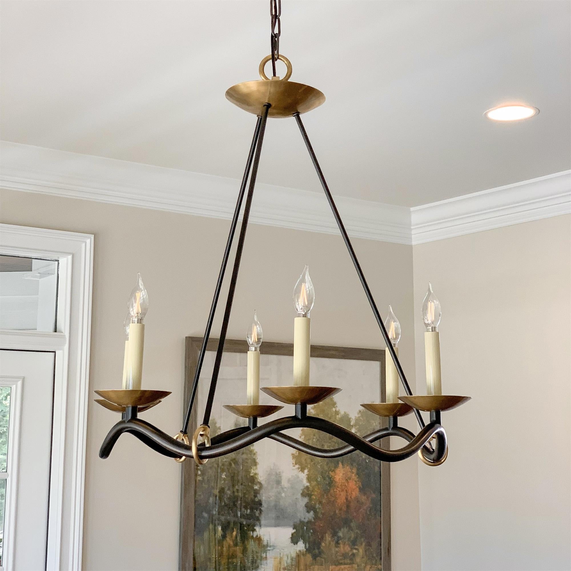 Freyza | Shine Vintage Industrial Brass Chandelier – Industrial Dining Room Living Room