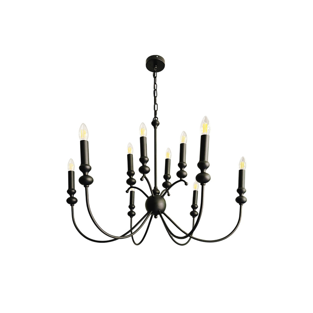 Freyza | Crest Vintage Industrial Black Chandelier – Industrial Dining Room Living Room