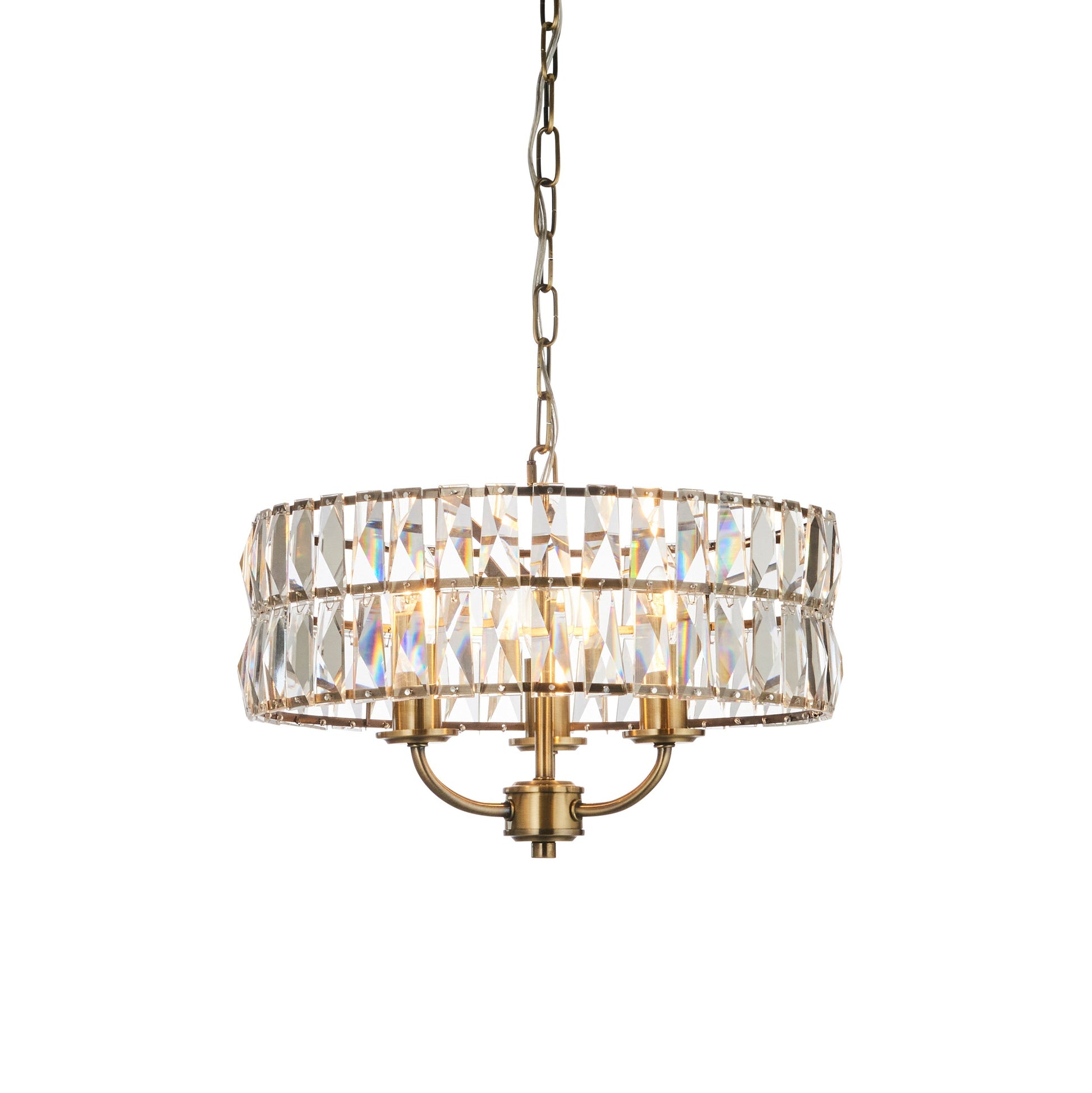 Clifton | 3-Light Chandelier with Decorative Glass Shades | Antique Brass Finish for Elegant Illumination 1