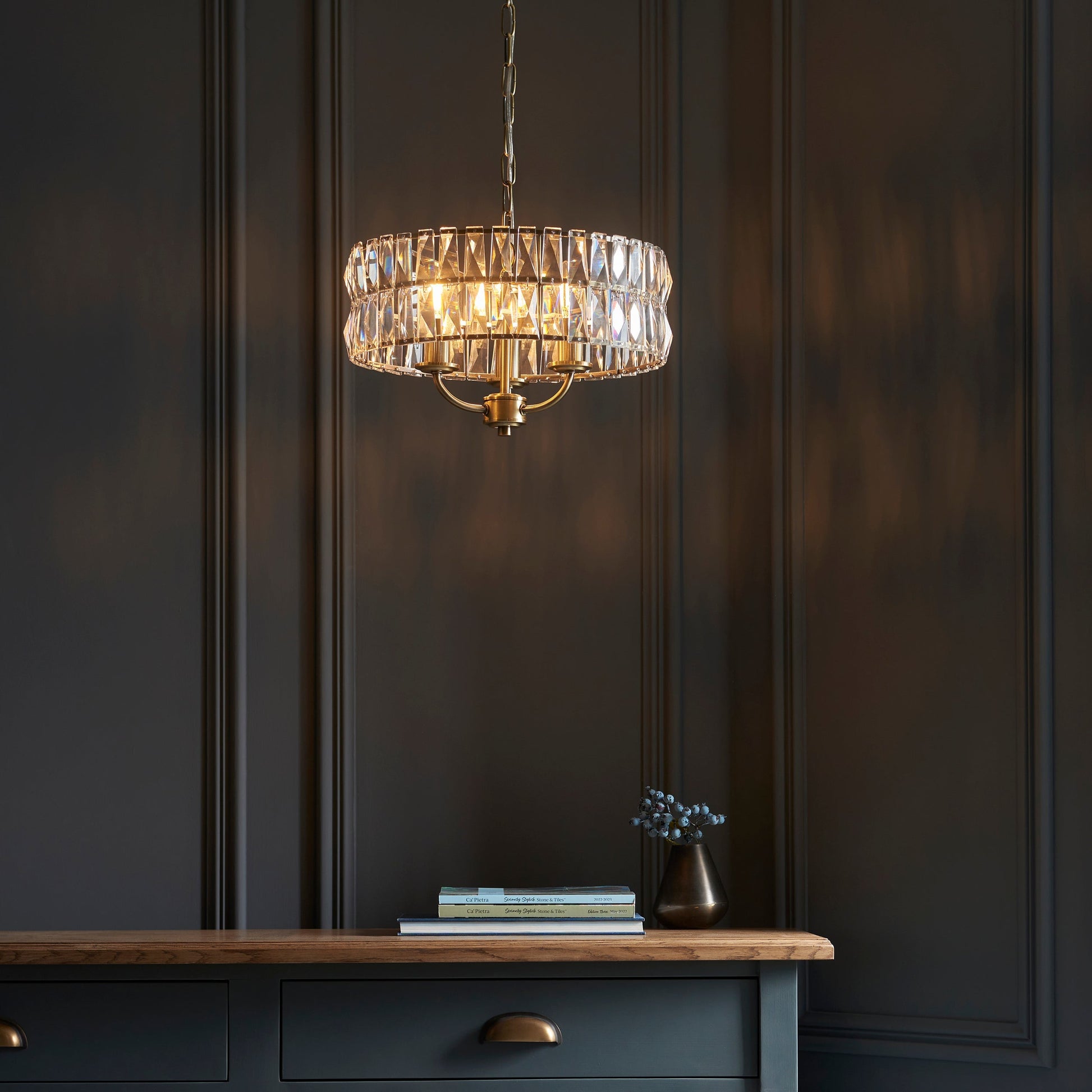 Clifton | 3-Light Chandelier with Decorative Glass Shades | Antique Brass Finish for Elegant Illumination 2