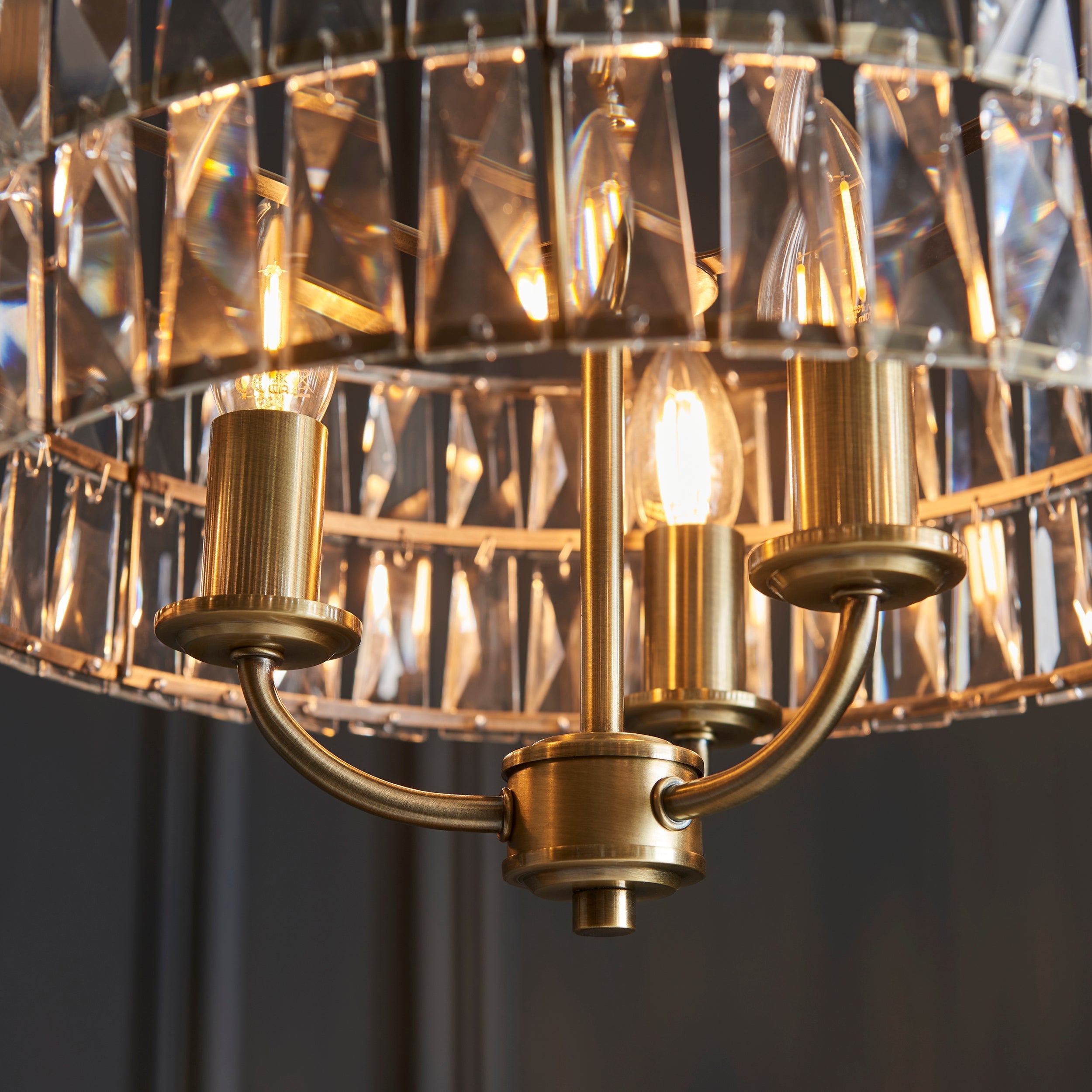 Clifton | 3-Light Chandelier with Decorative Glass Shades | Antique Brass Finish for Elegant Illumination 5