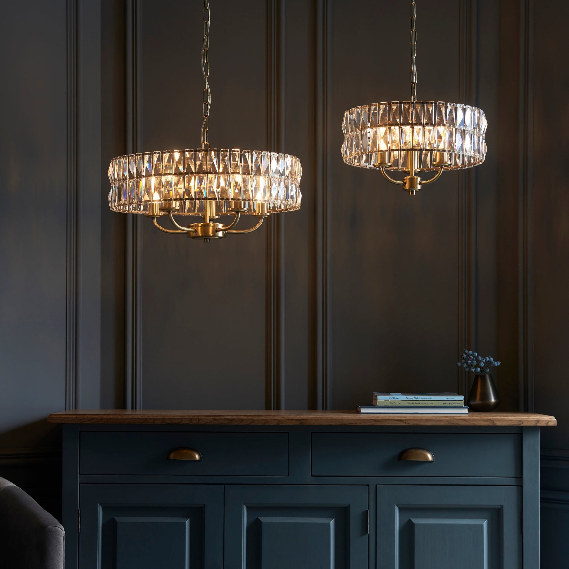 Clifton | 3-Light Chandelier with Decorative Glass Shades | Antique Brass Finish for Elegant Illumination 6
