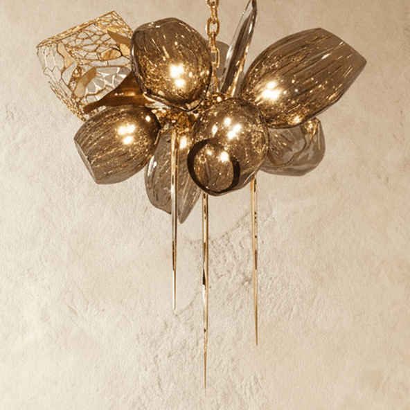 Freyza - CognacAura | Elegant Modern Crystal Gold Chandelier Light Fixture