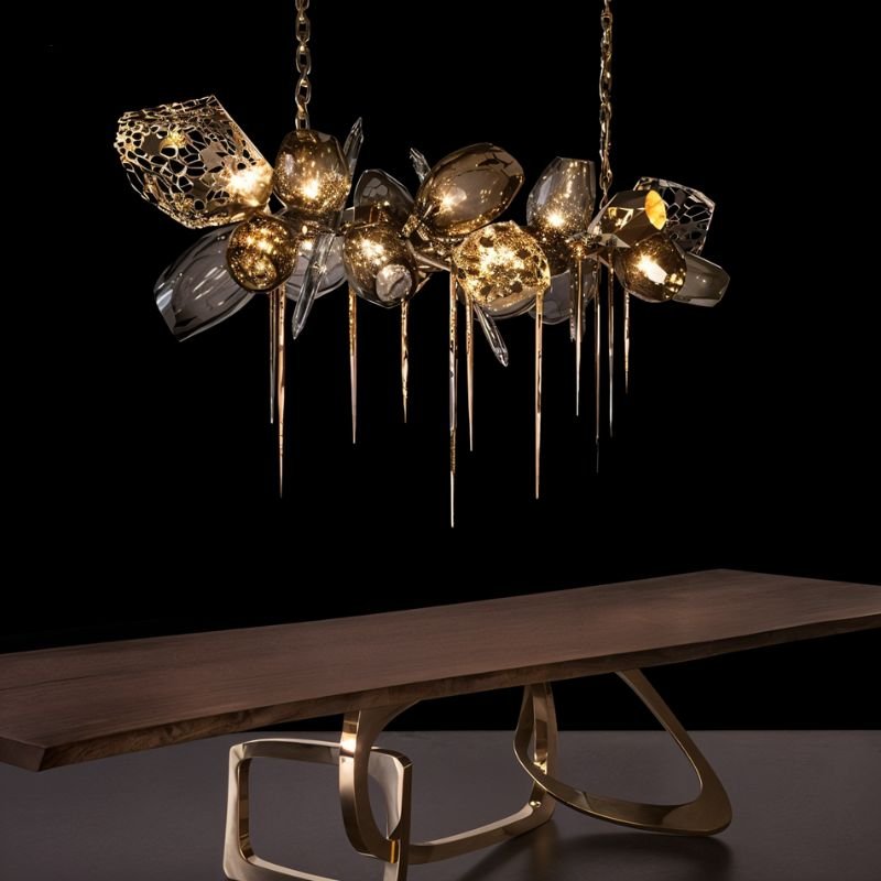 Freyza - CognacAura | Elegant Modern Crystal Gold Chandelier Light Fixture