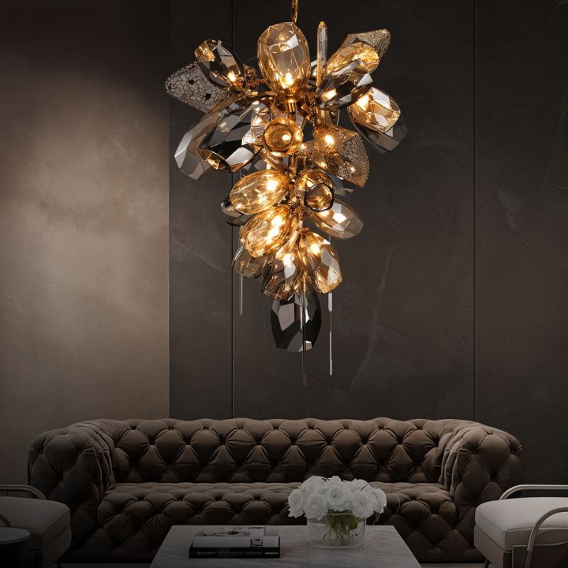 Freyza - CognacAura | Elegant Modern Crystal Gold Chandelier Light Fixture