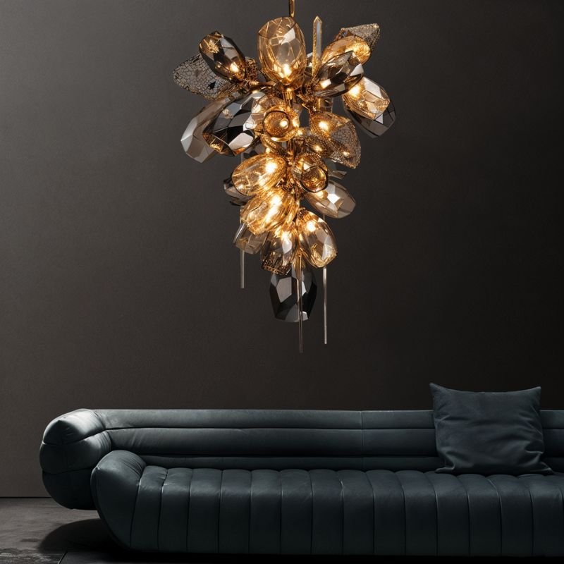 Freyza - CognacAura | Elegant Modern Crystal Gold Chandelier Light Fixture
