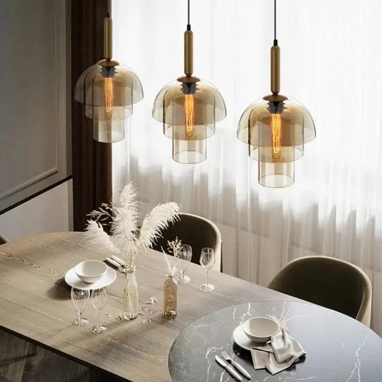 Freyza - CognacGlow | Elegant Modern Glass Pendant Light Fixture