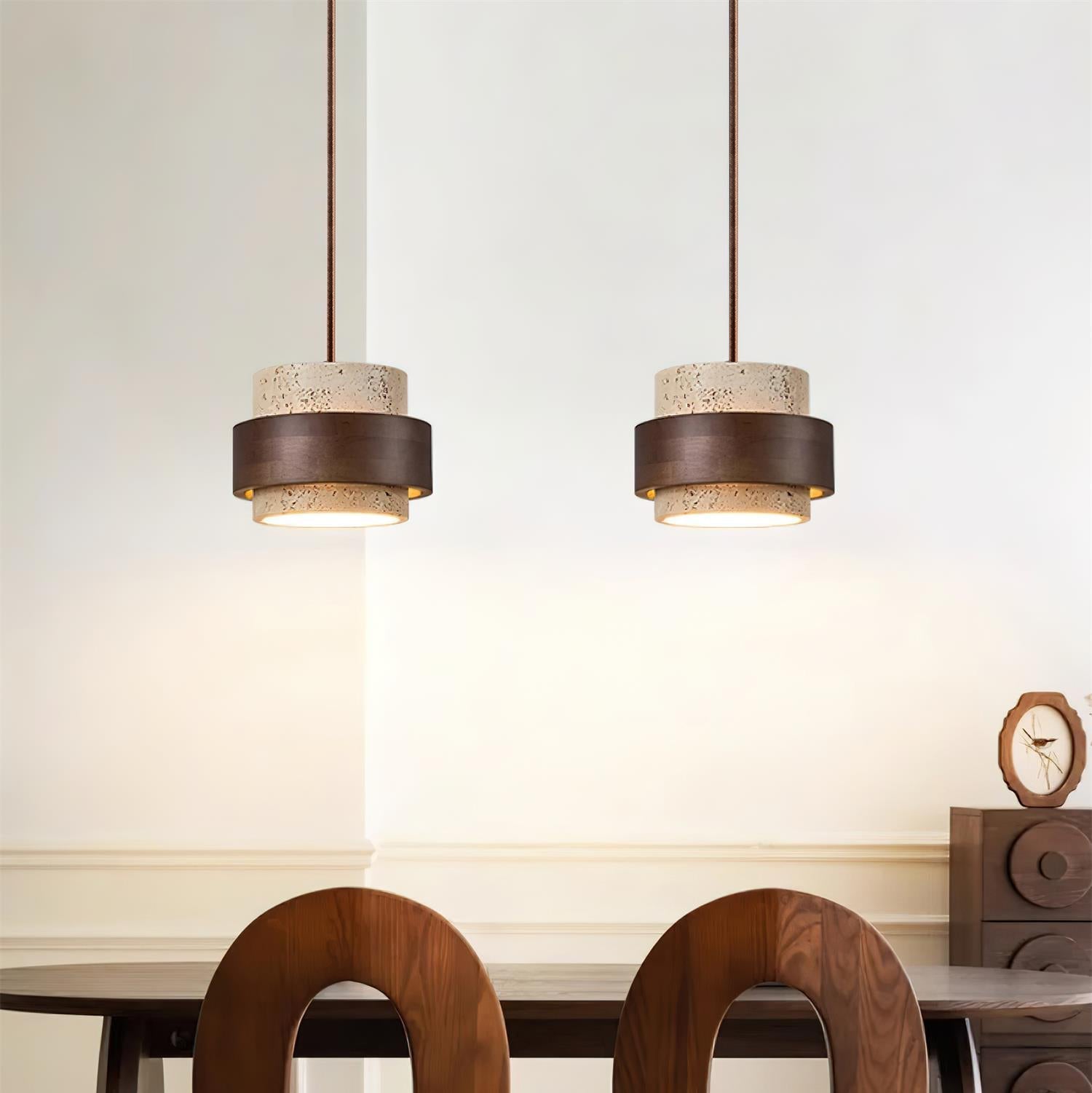 Freyza | Suspension Ritta en travertin – Lampe pour cuisine et salle à manger