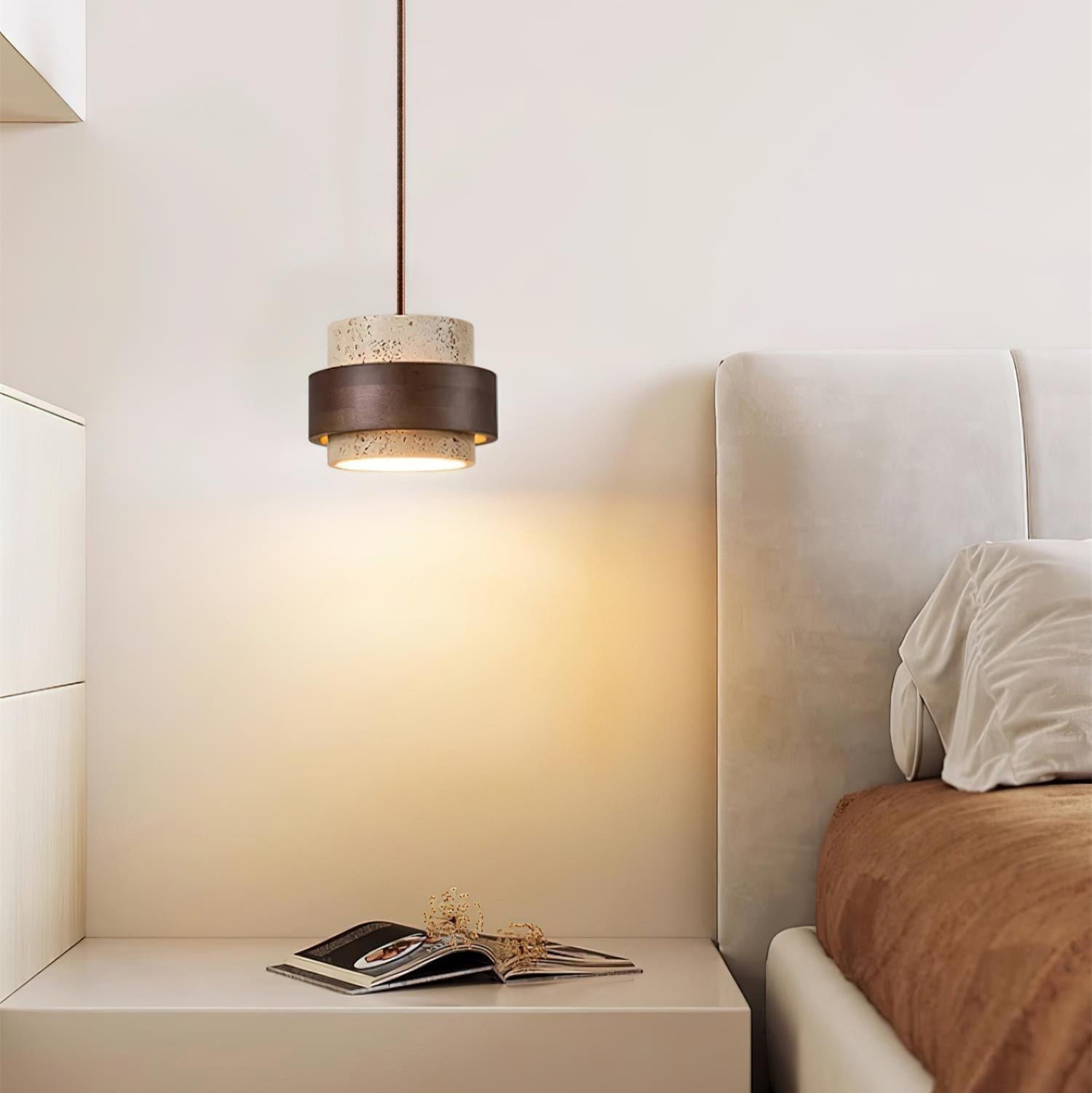 Freyza | Suspension Ritta en travertin – Lampe pour cuisine et salle à manger
