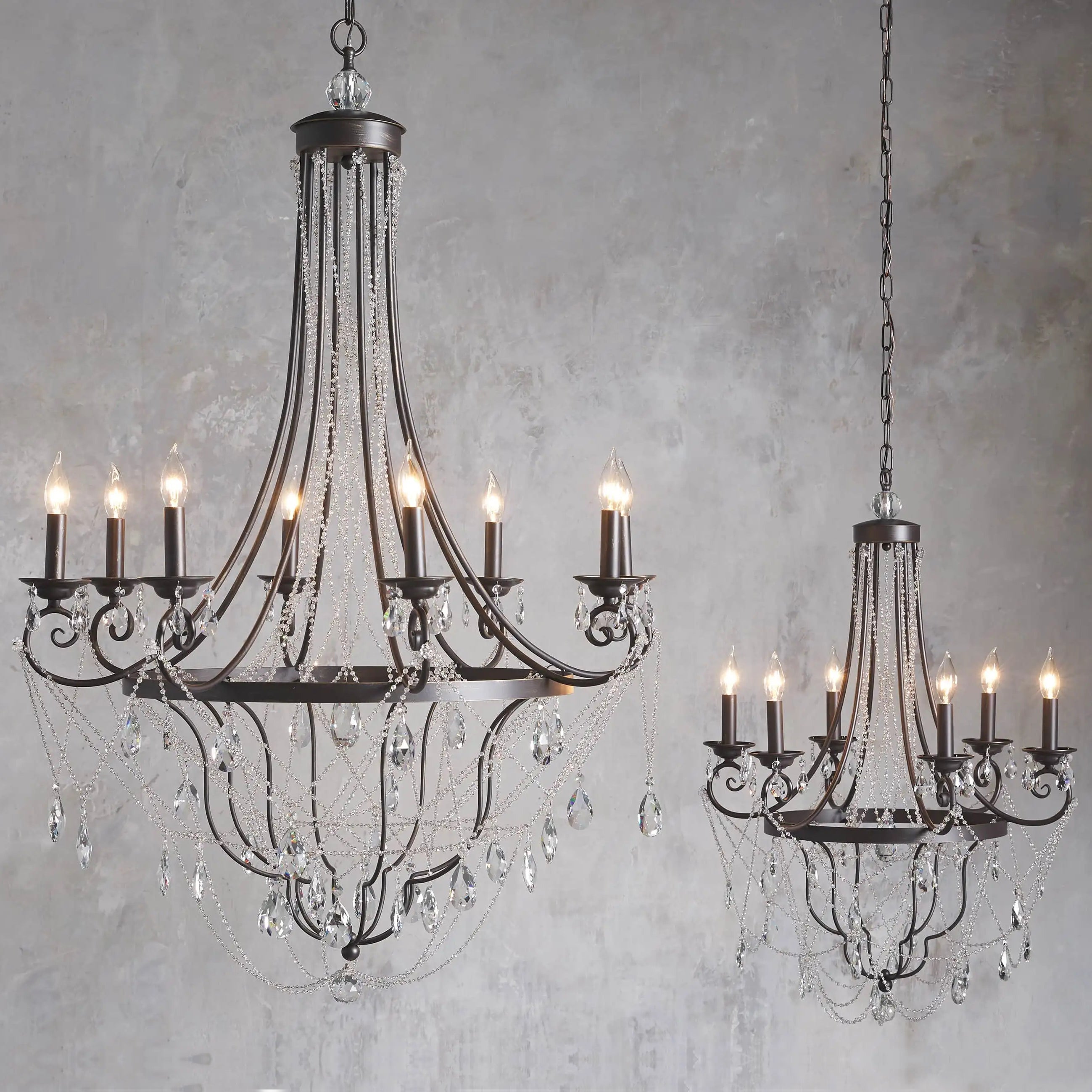 Freyza | Luster Vintage Industrial Crystal Chandelier – Industrial Dining Room Living Room