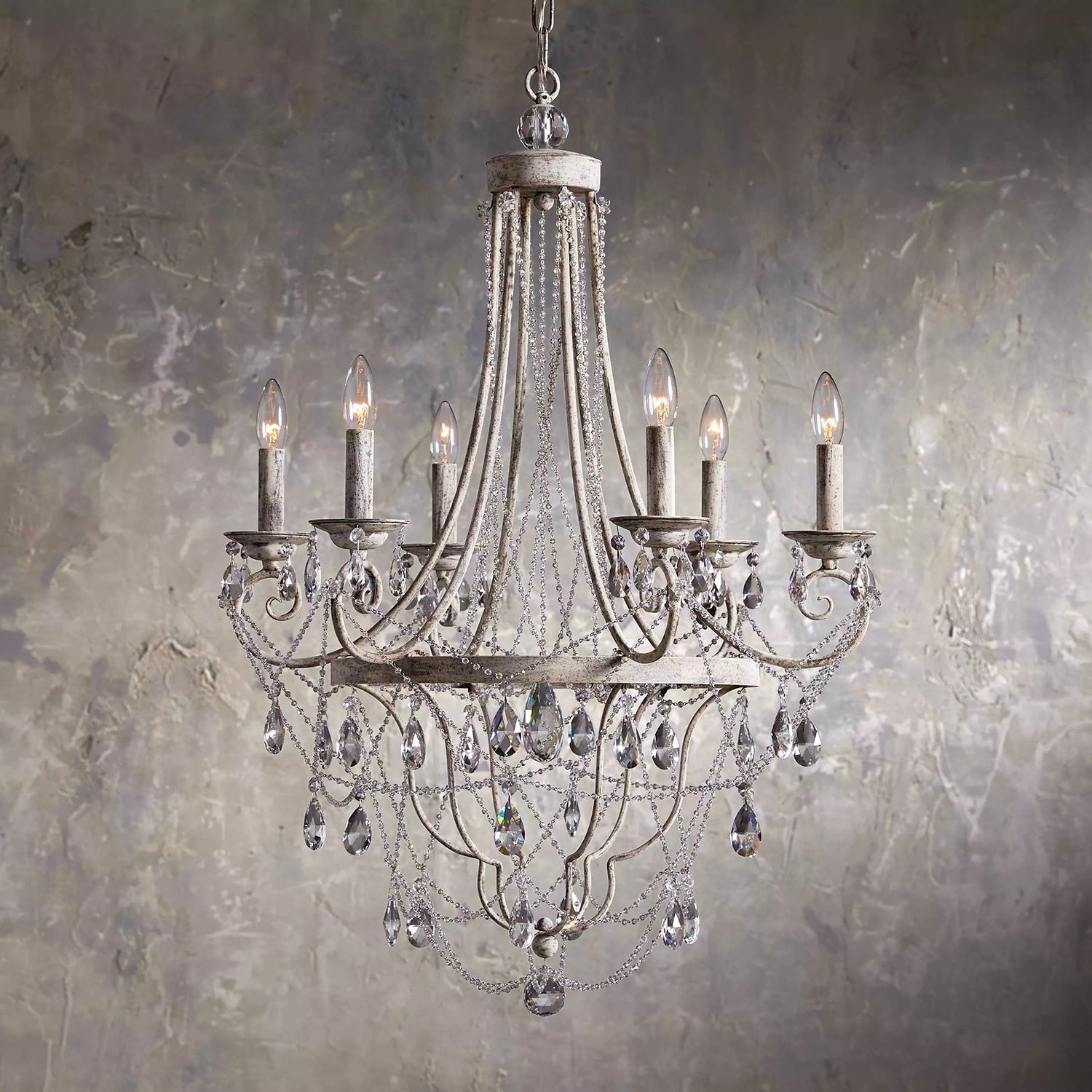 Freyza | Luster Vintage Industrial Crystal Chandelier – Industrial Dining Room Living Room