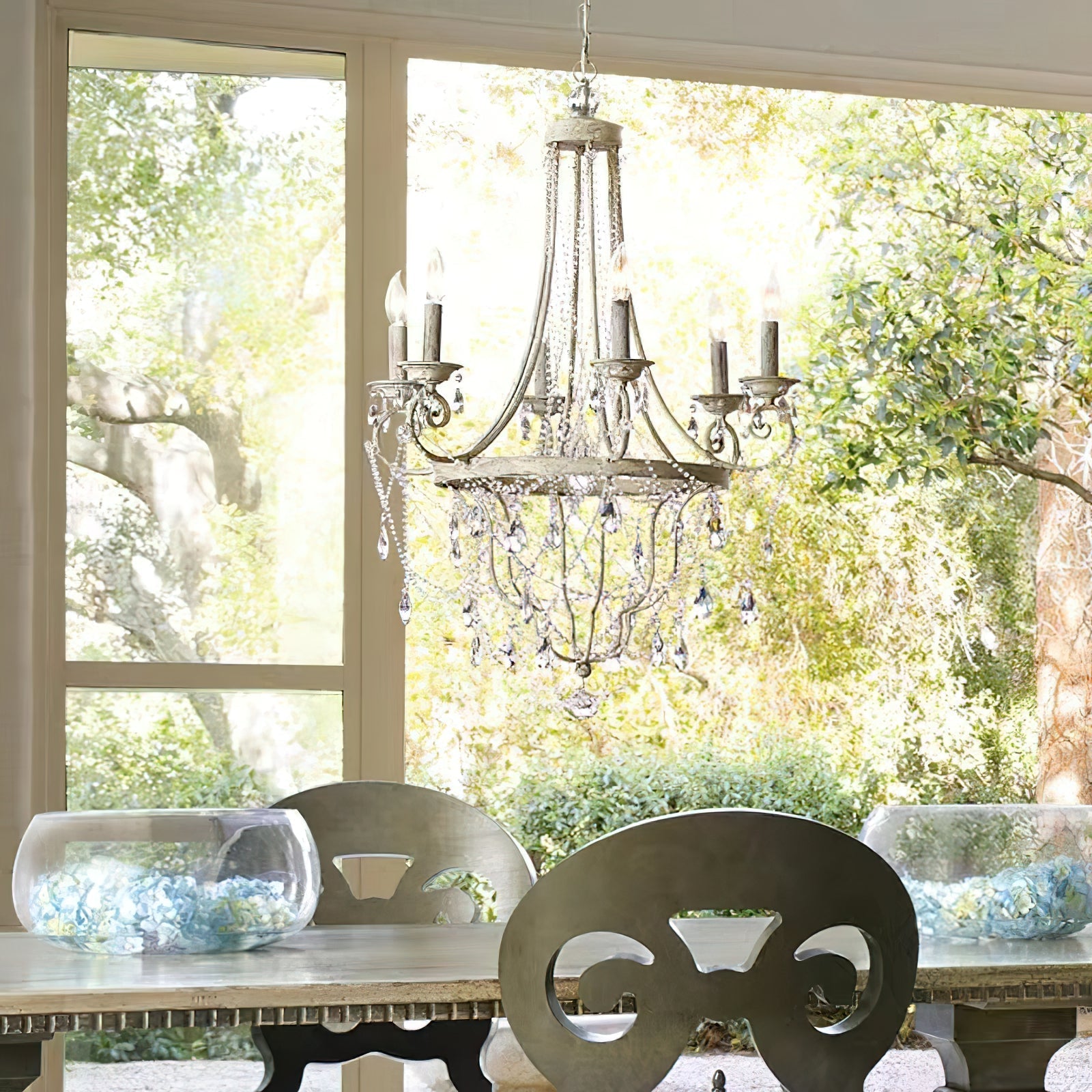 Freyza | Luster Vintage Industrial Crystal Chandelier – Industrial Dining Room Living Room