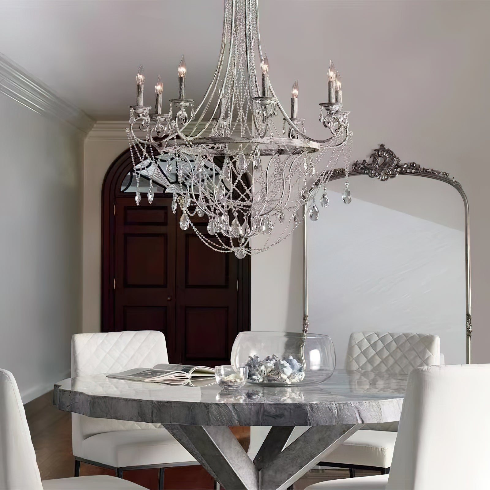 Freyza | Luster Vintage Industrial Crystal Chandelier – Industrial Dining Room Living Room
