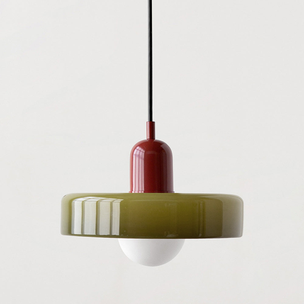 Colorful Glass Pendant Light | Retro Hanging Lamp with Striking Shade | Stylish Lighting for Kitchen Island 0