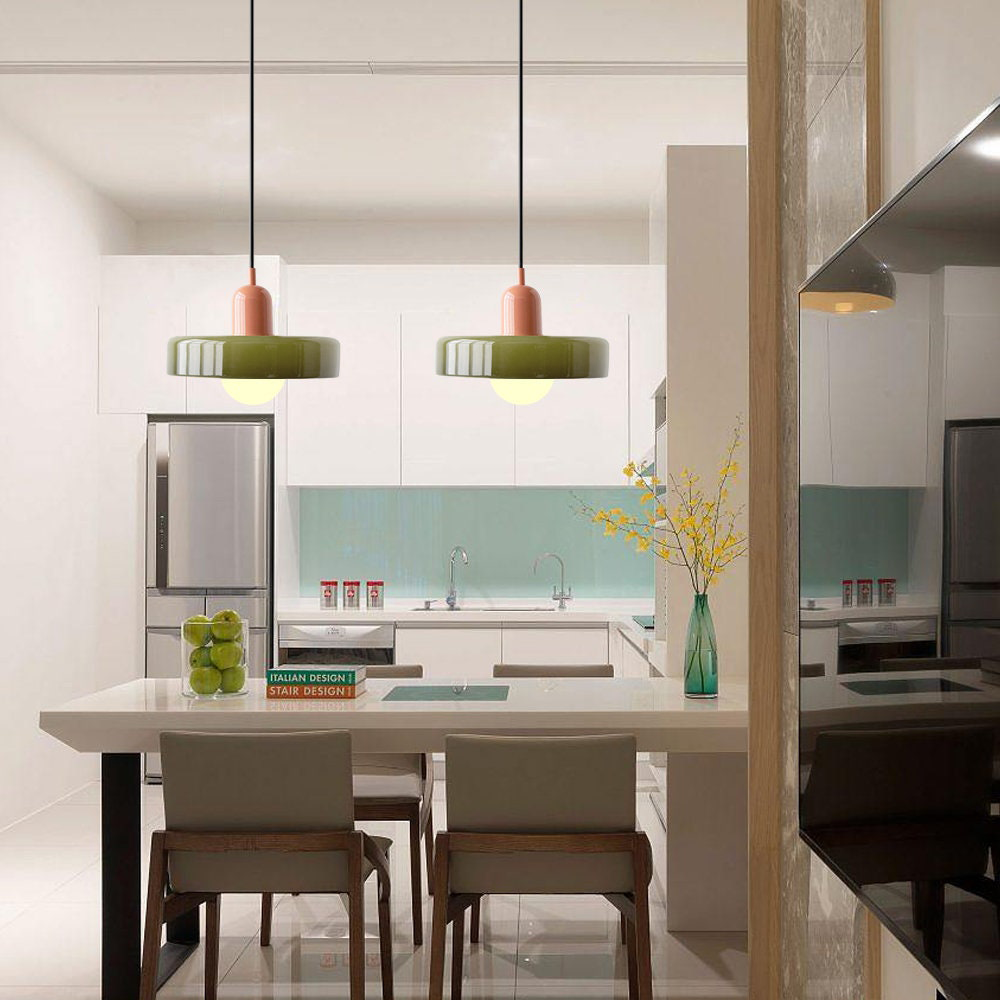 Colorful Glass Pendant Light | Retro Hanging Lamp with Striking Shade | Stylish Lighting for Kitchen Island 28
