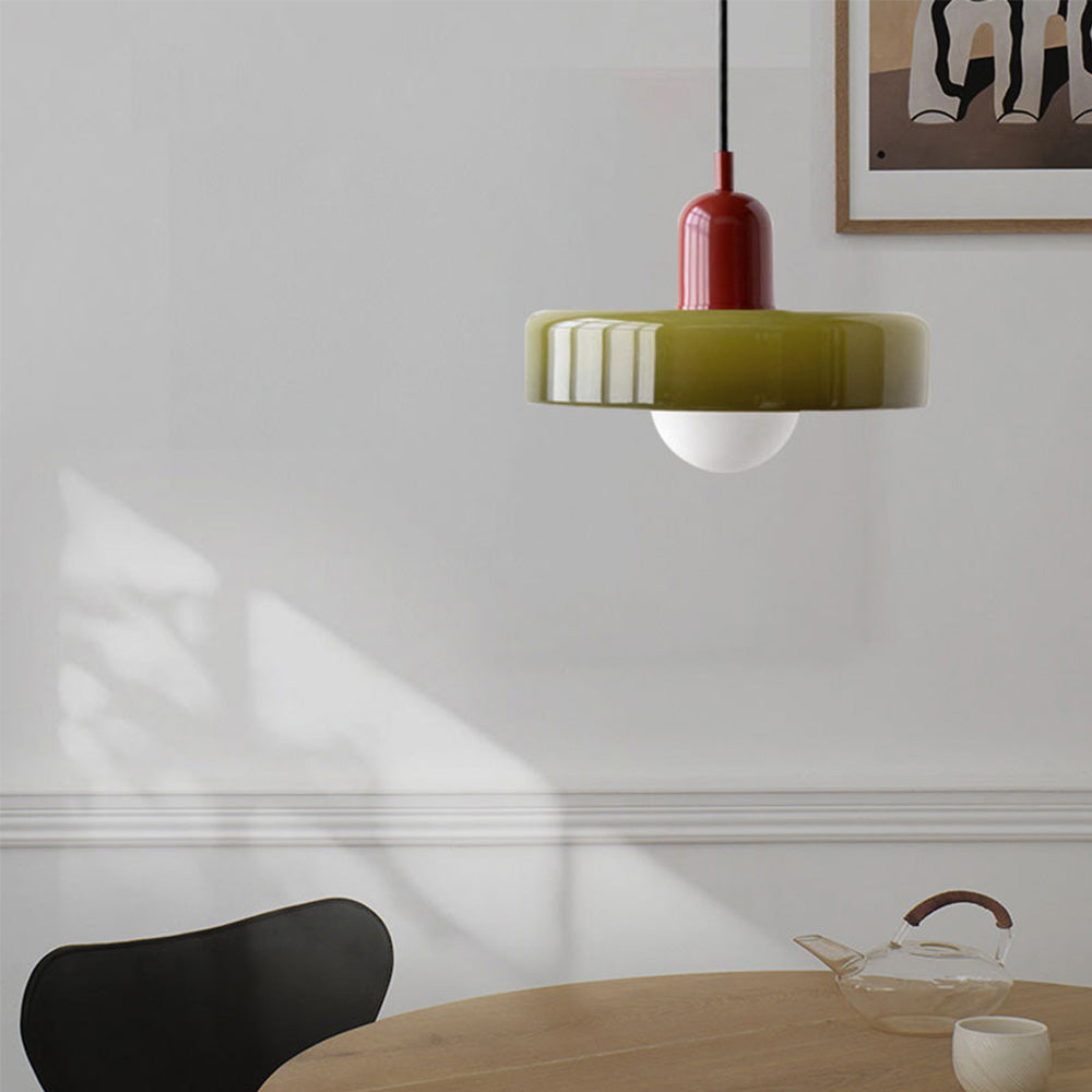 Colorful Glass Pendant Light | Retro Hanging Lamp with Striking Shade | Stylish Lighting for Kitchen Island 5