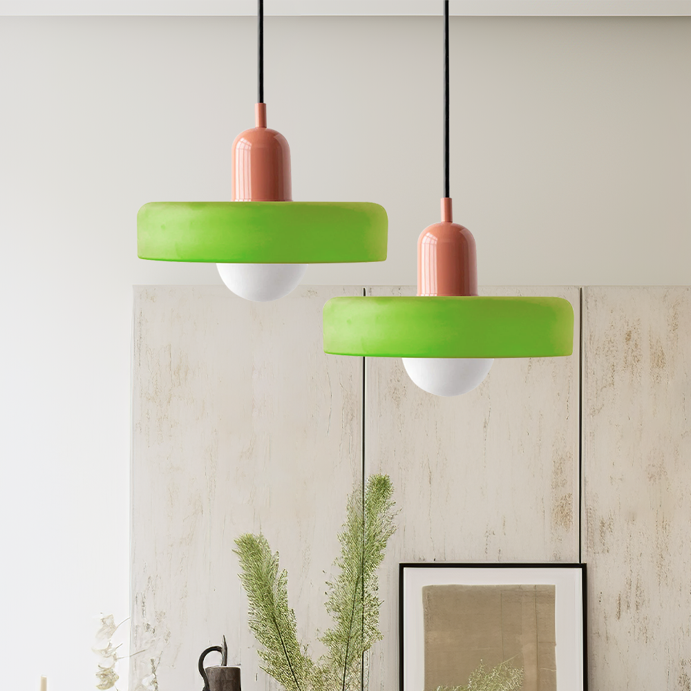 Colorful Glass Pendant Light | Retro Hanging Lamp with Striking Shade | Stylish Lighting for Kitchen Island 7