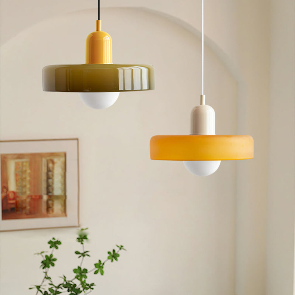 Colorful Glass Pendant Light | Retro Hanging Lamp with Striking Shade | Stylish Lighting for Kitchen Island 8