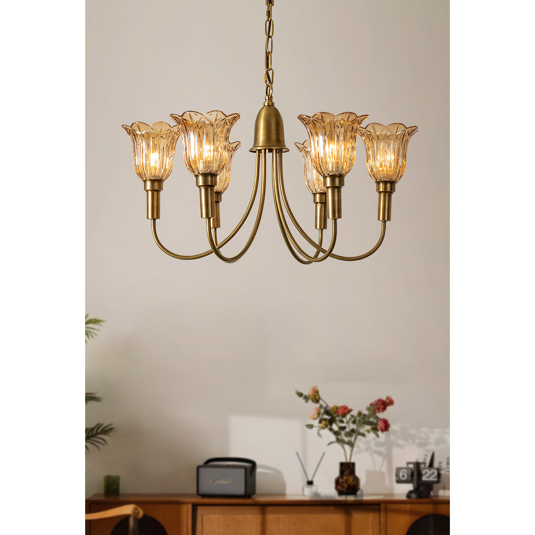 Freyza | Tempo Vintage-Kunstmessing-Kronleuchter – Vintage-Esszimmer-Wohnzimmer