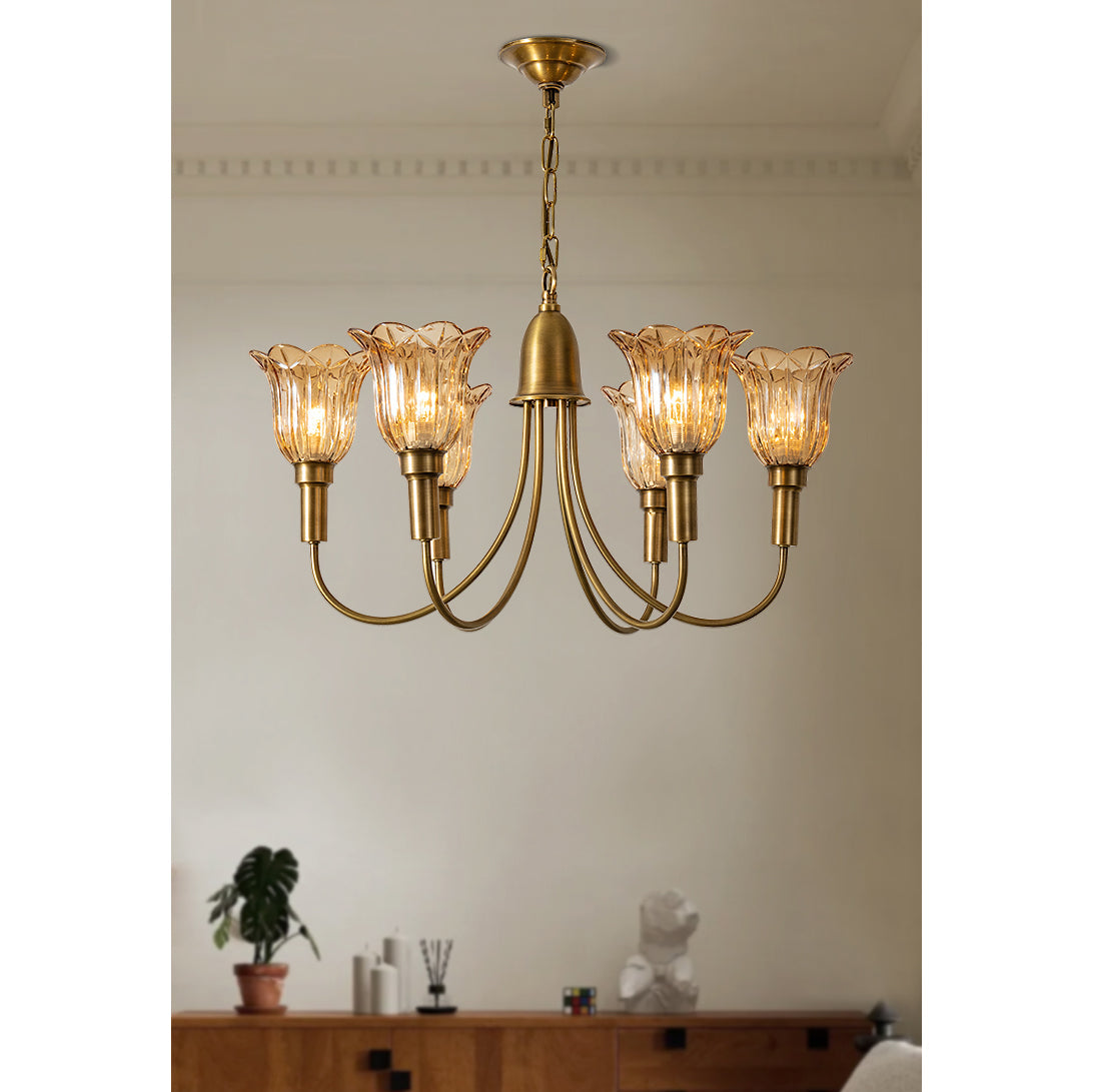 Freyza | Tempo Vintage-Kunstmessing-Kronleuchter – Vintage-Esszimmer-Wohnzimmer