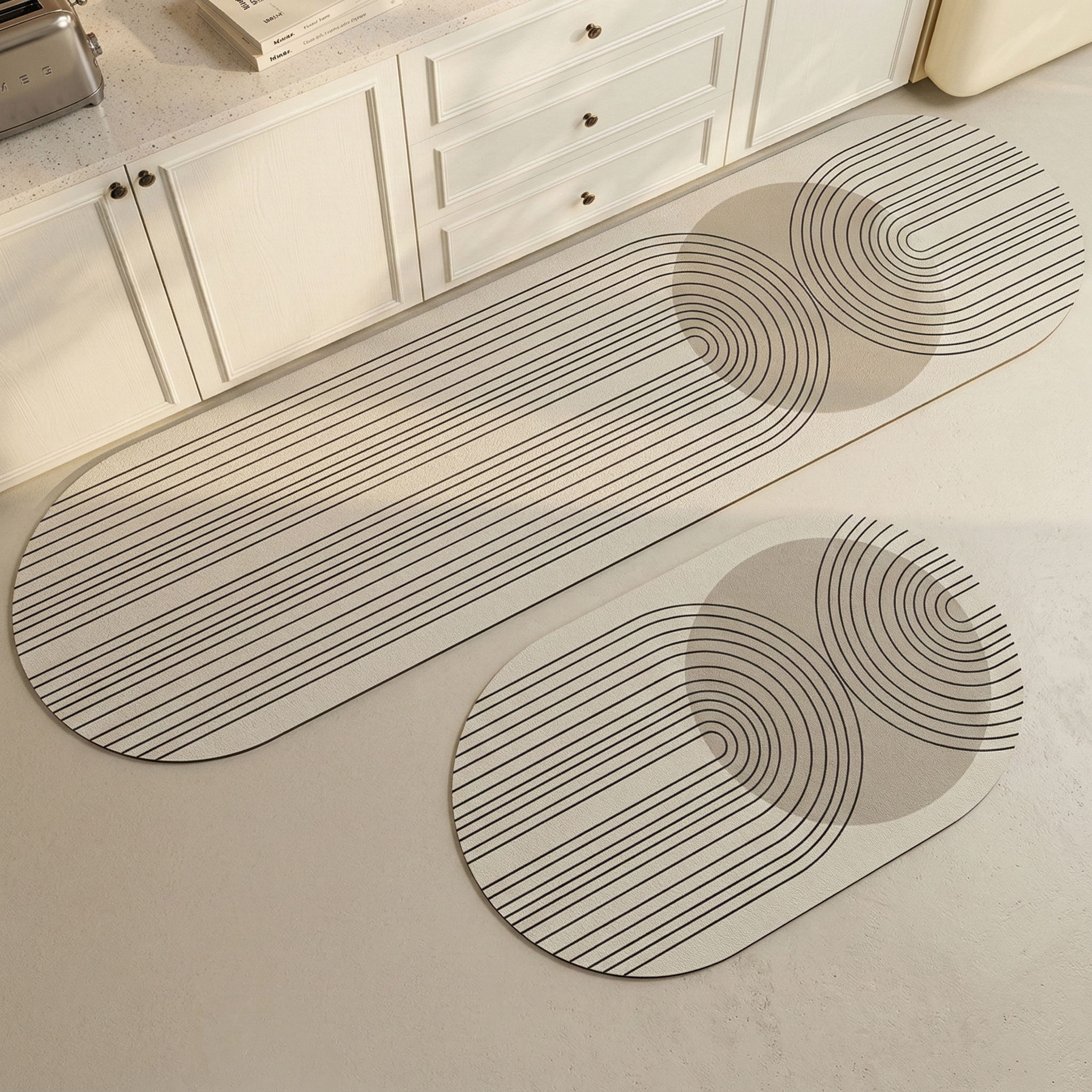 Freyza - Kitchen Floor Rug | Waterproof & Non-Slip Design | Easy-Care Oval Kitchen Rug for Safe Cooking