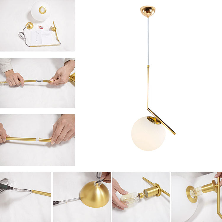 Freyza | Blikuva moderne kugelförmige Opalglas-Pendelleuchte – moderne Küche und Esszimmer