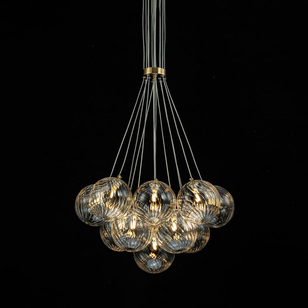 Freyza - Contemporary Bubble Chandelier Light with Adjustable Height | Elegant Glass Design for Modern Dining Rooms