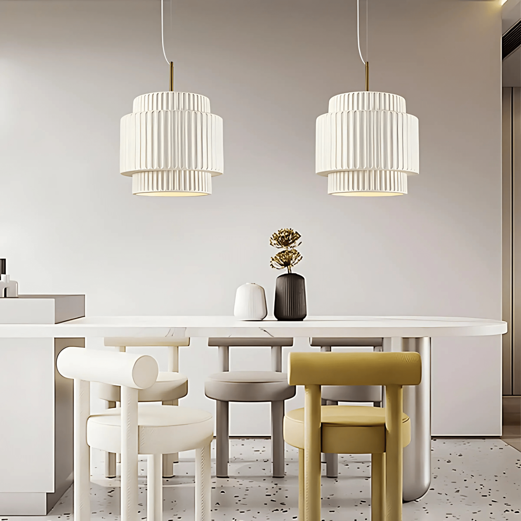 Freyza - CorfuLight | Elegant Black Ribbed Pendant Lighting for Modern Spaces