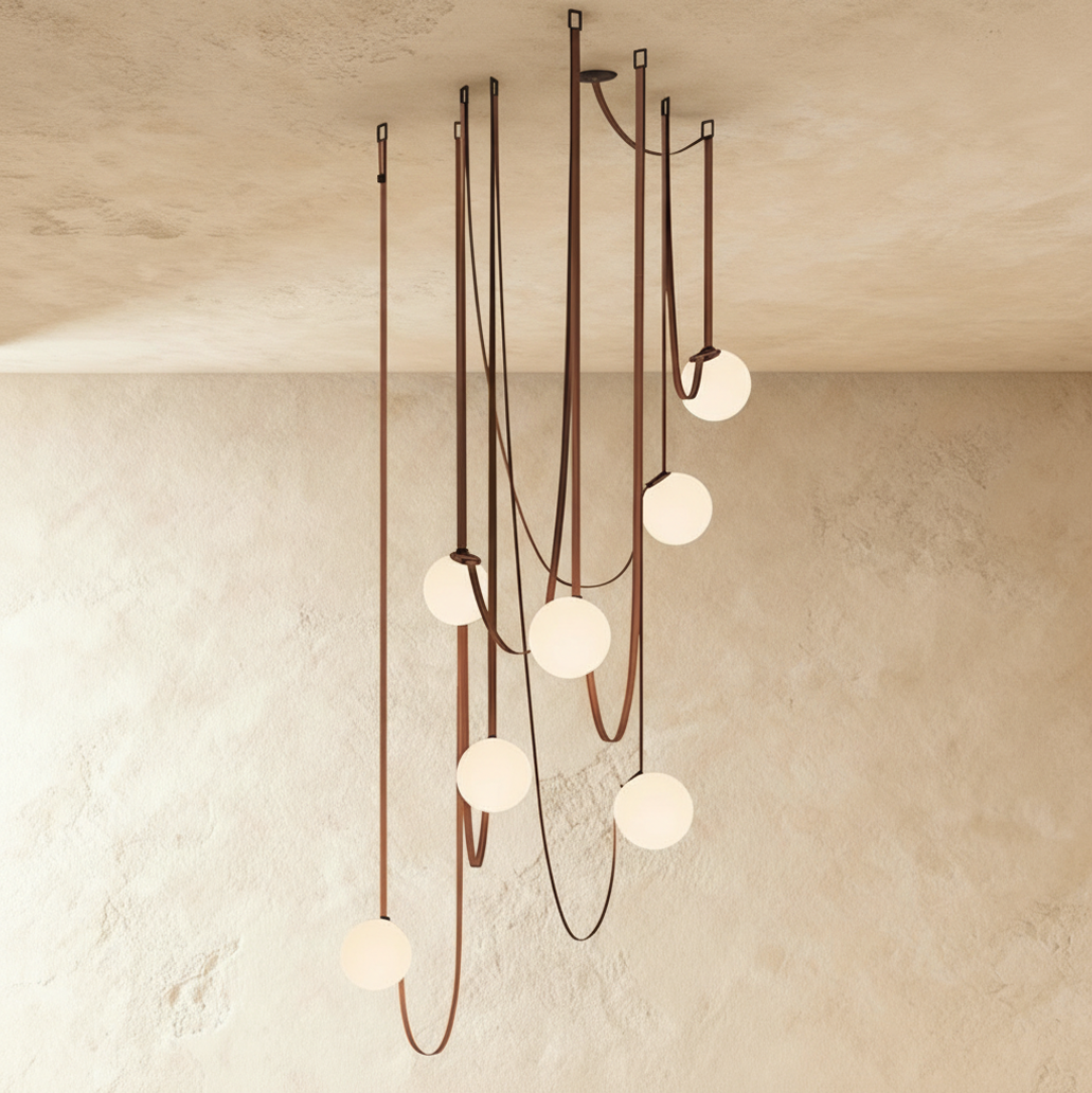 Freyza - CoriumLight | Elegant Modern Leather Glass Chandelier Light