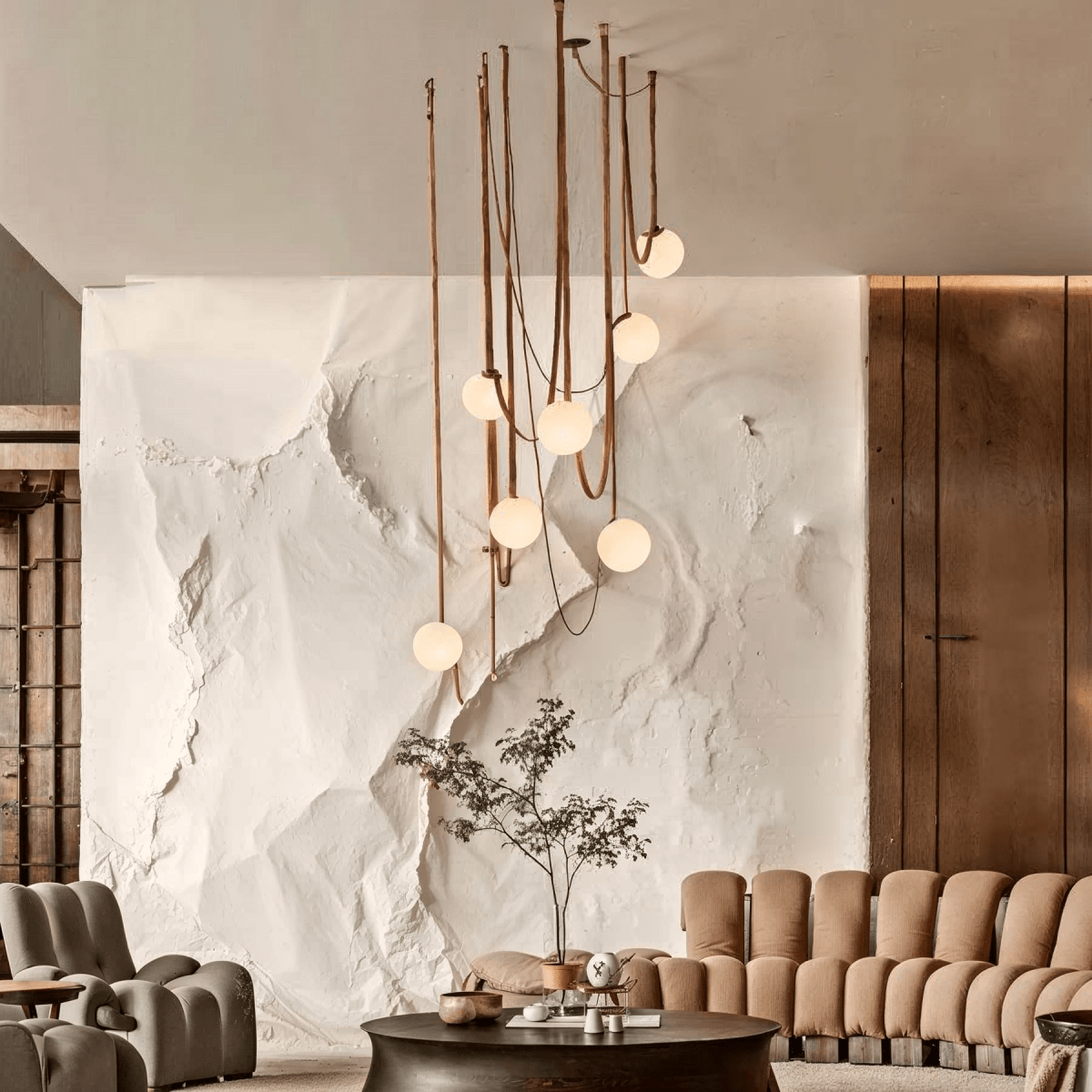 Freyza - CoriumLight | Elegant Modern Leather Glass Chandelier Light