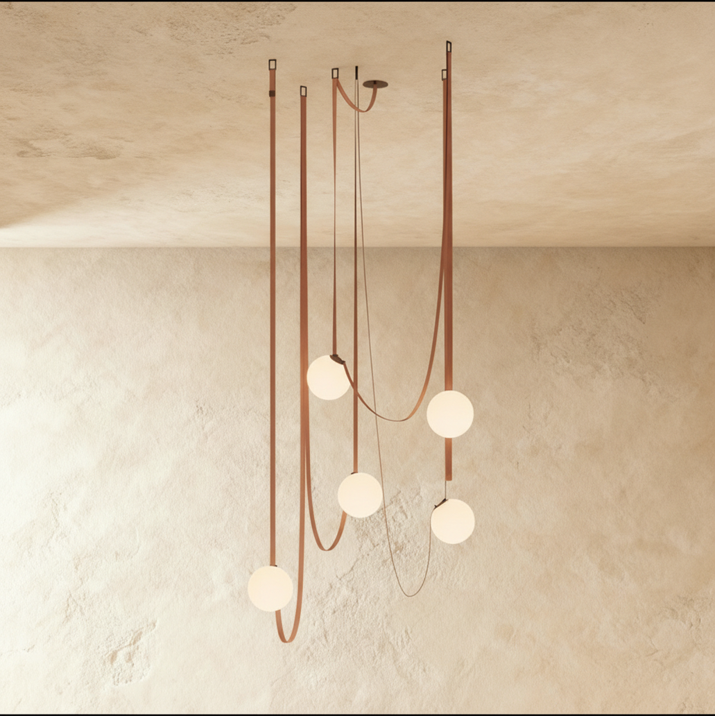 CoriumLuxe | Elegant Stylish Leather Glass Chandelier Light 3