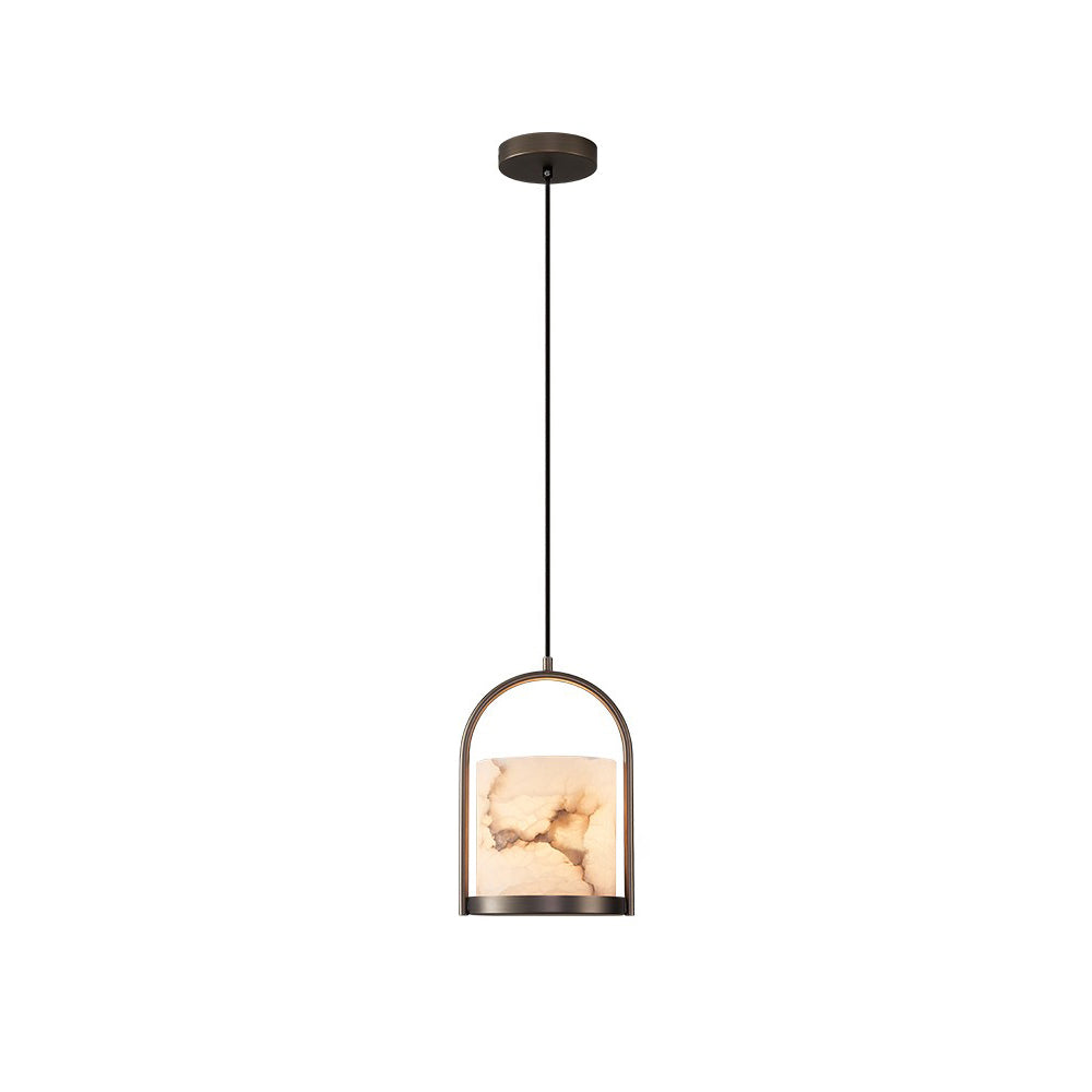 Freyza | Jewel Brass Alabaster Brass Pendant Light – Kitchen Dining Room