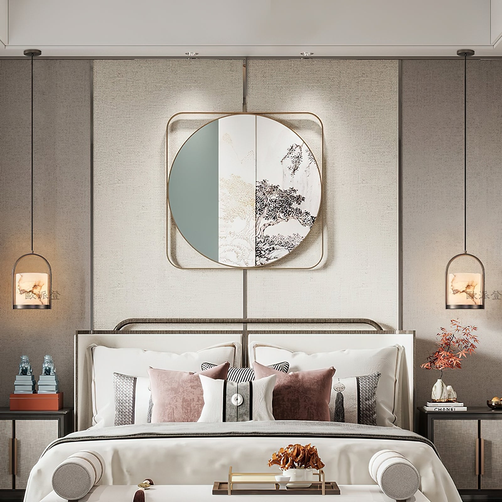 Freyza | Jewel Brass Alabaster Brass Pendant Light – Kitchen Dining Room