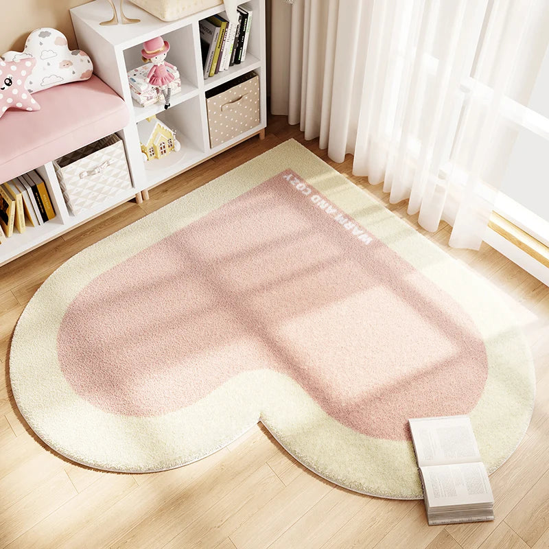 Cozy Heart Plush Rug with Non-Slip Backing | Soft Carpet for Comfort 0