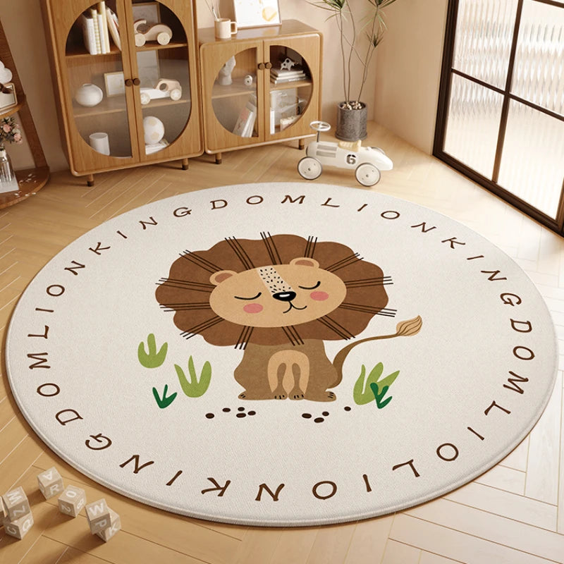 Cozy Round Kids Rug with Anti-Slip Backing | Soft & Comfortable Design for Safe Play 0