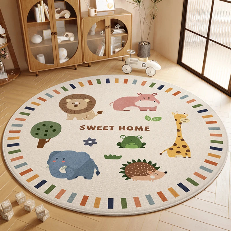 Cozy Round Kids Rug with Anti-Slip Backing | Soft & Comfortable Design for Safe Play 1