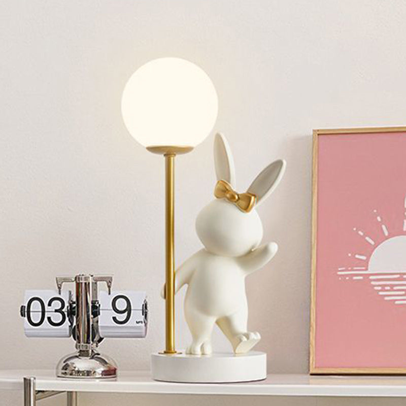 Creative Kids Table Lamp | Cartoon Rabbit LED Light with USB Power Source | Cozy Ceramic Design for Bedtime Ambiance 0