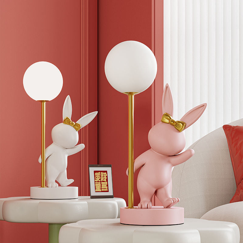 Creative Kids Table Lamp | Cartoon Rabbit LED Light with USB Power Source | Cozy Ceramic Design for Bedtime Ambiance 1