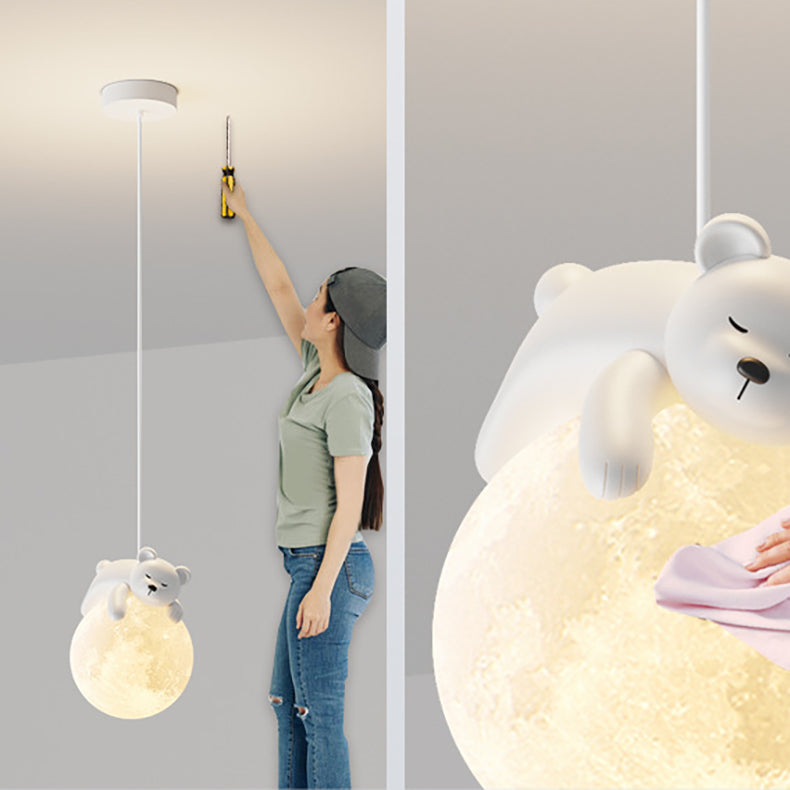 Creative Pendant Light | 3D Printed Rabbit & Moon Design for Kids' Rooms 4