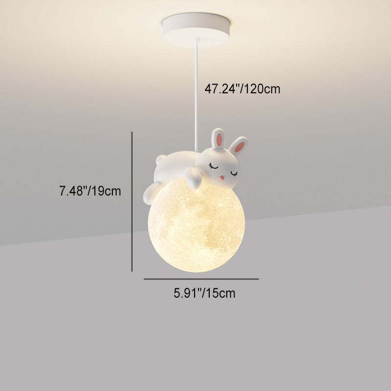 Creative Pendant Light | 3D Printed Rabbit & Moon Design for Kids' Rooms 5