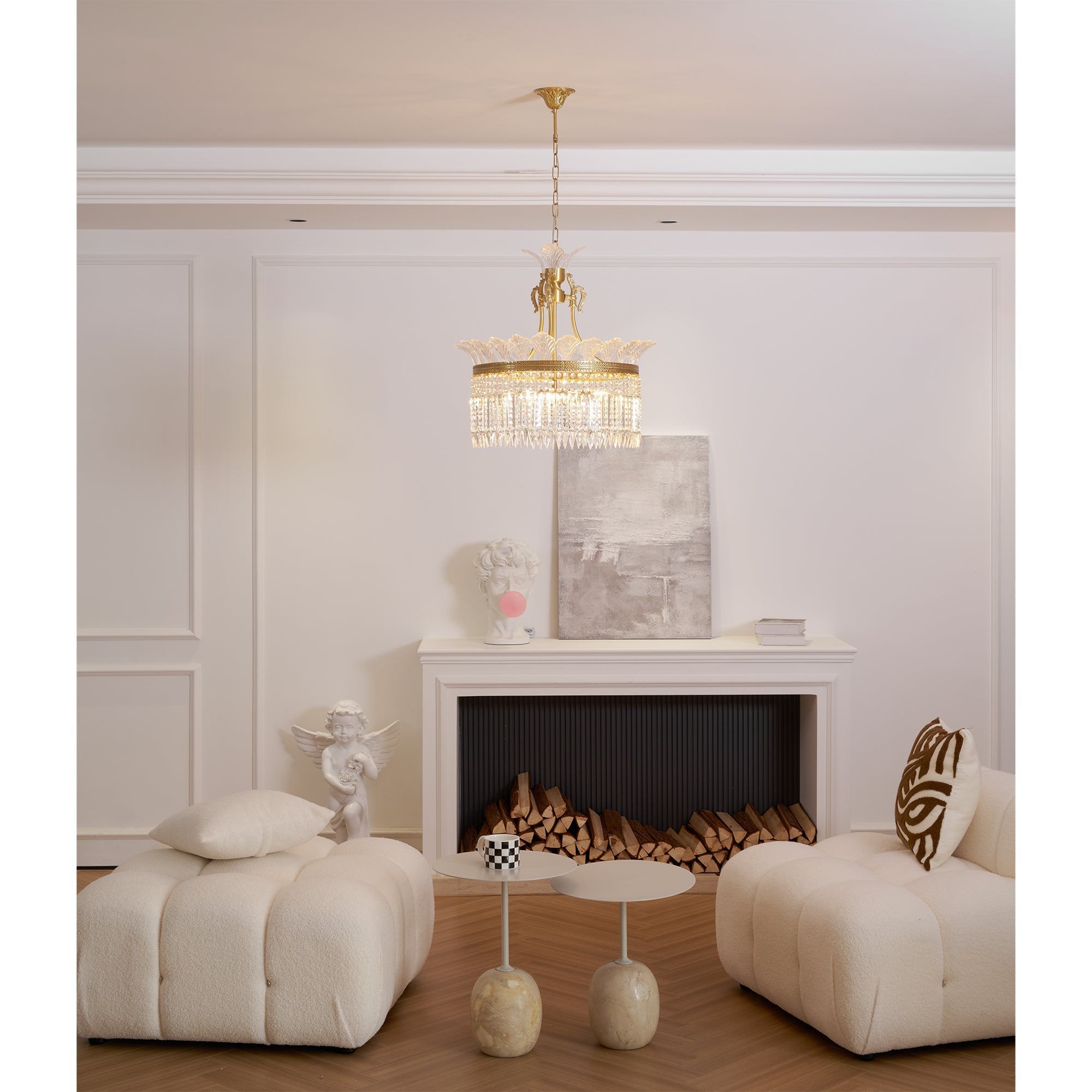 Freyza | Crinoline Postmodern Luxury Brass Crystal Chandelier – Modern Dining Room Living Room