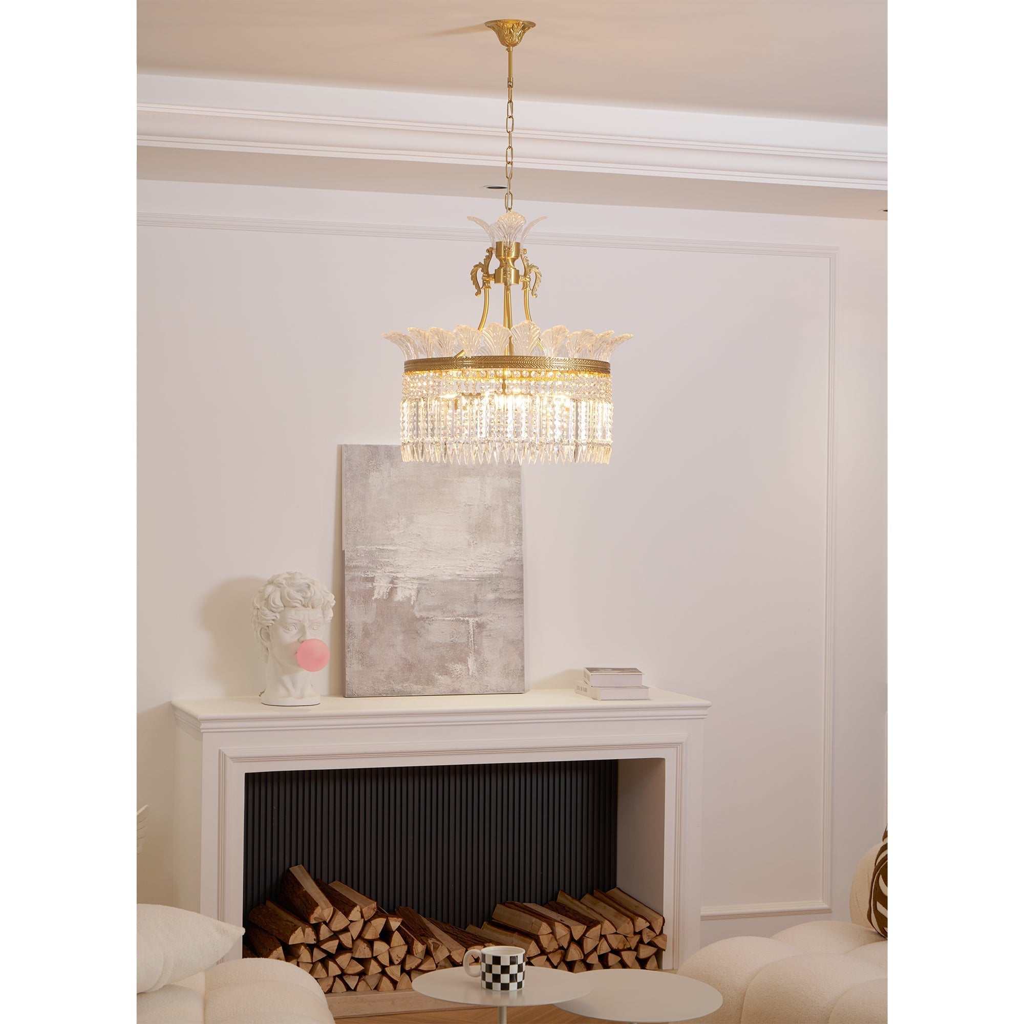 Freyza | Crinoline Postmodern Luxury Brass Crystal Chandelier – Modern Dining Room Living Room
