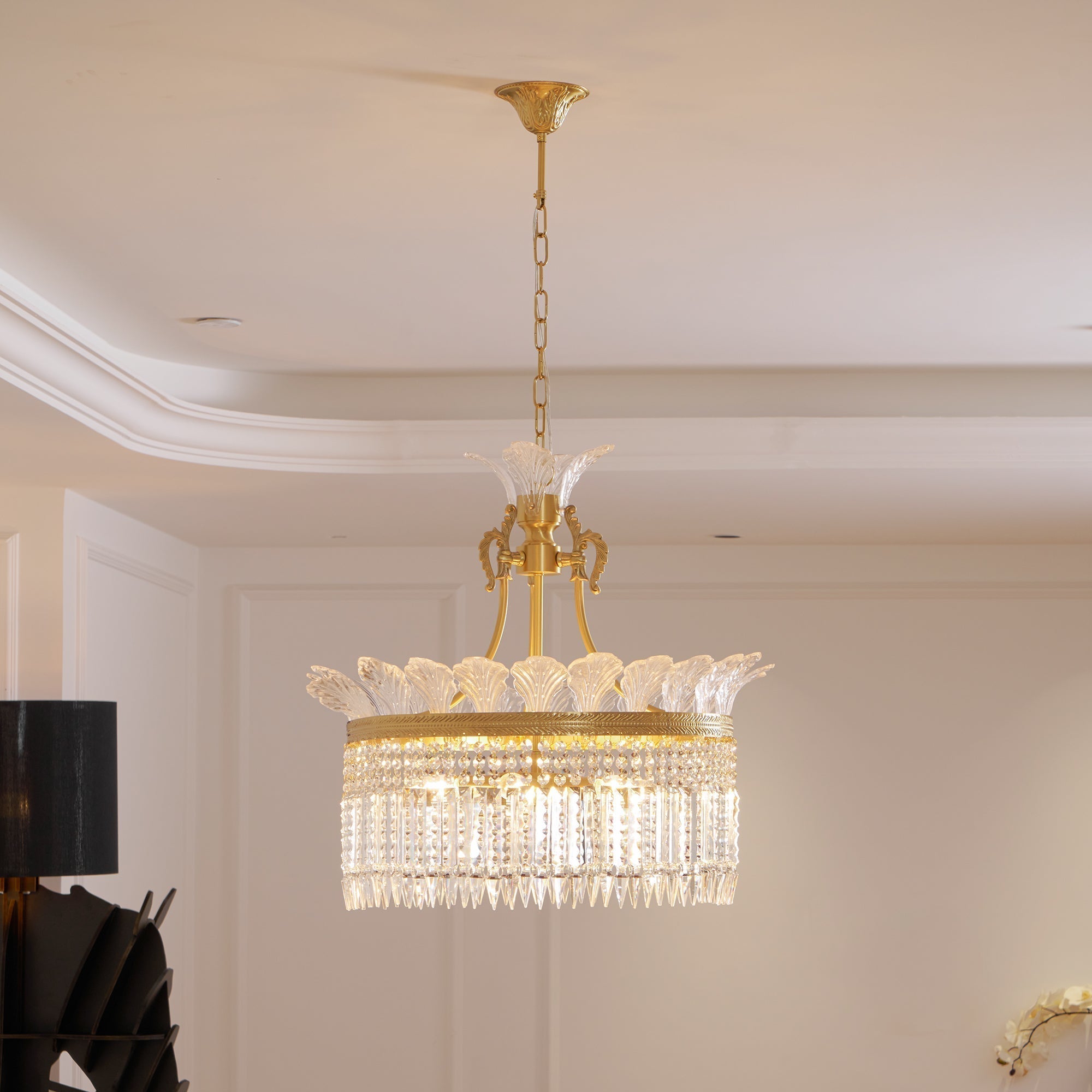 Freyza | Brass Crystal Chandelier – Dining Room Living Room