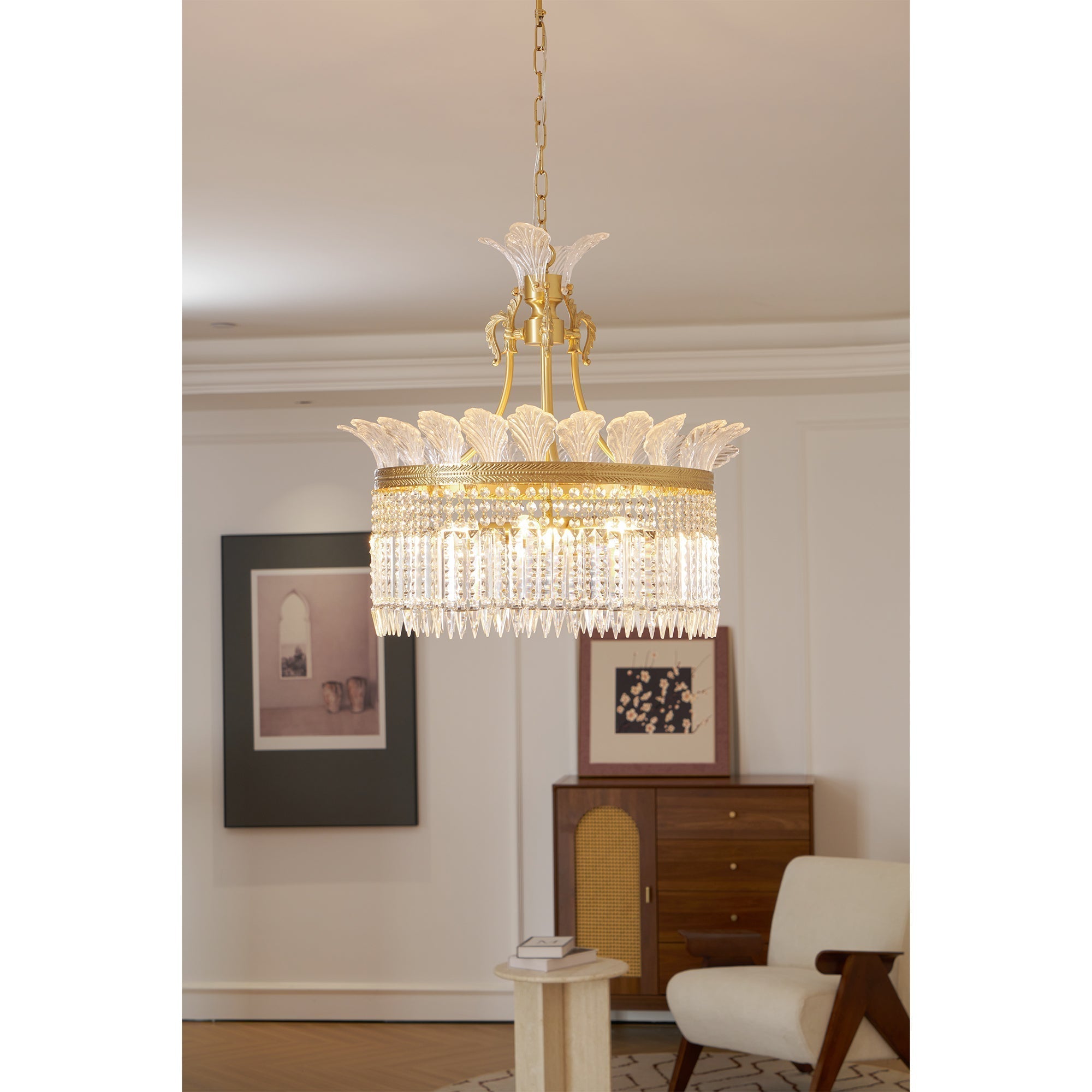 Freyza | Crinoline Postmodern Luxury Brass Crystal Chandelier – Modern Dining Room Living Room