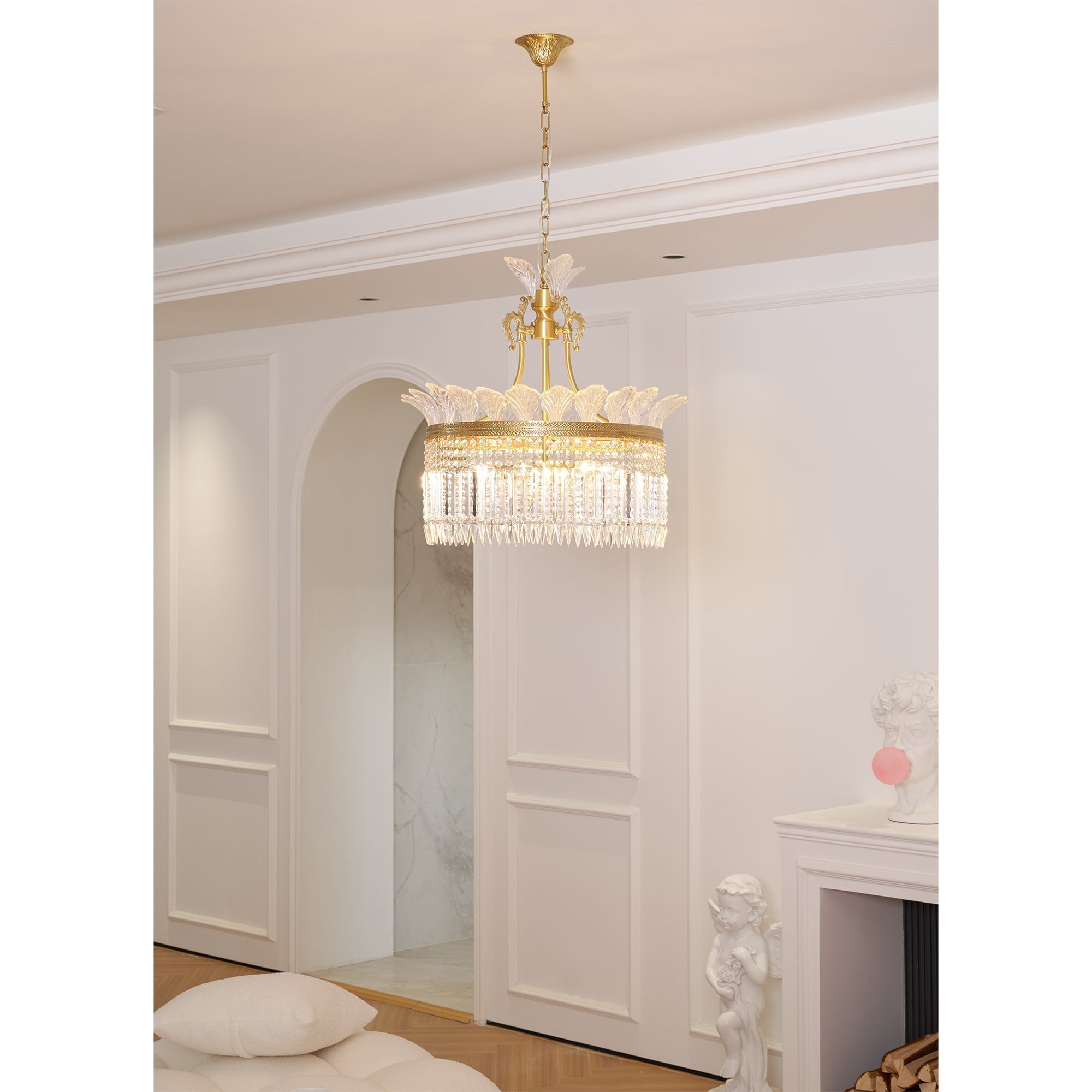 Freyza | Crinoline Postmodern Luxury Brass Crystal Chandelier – Modern Dining Room Living Room