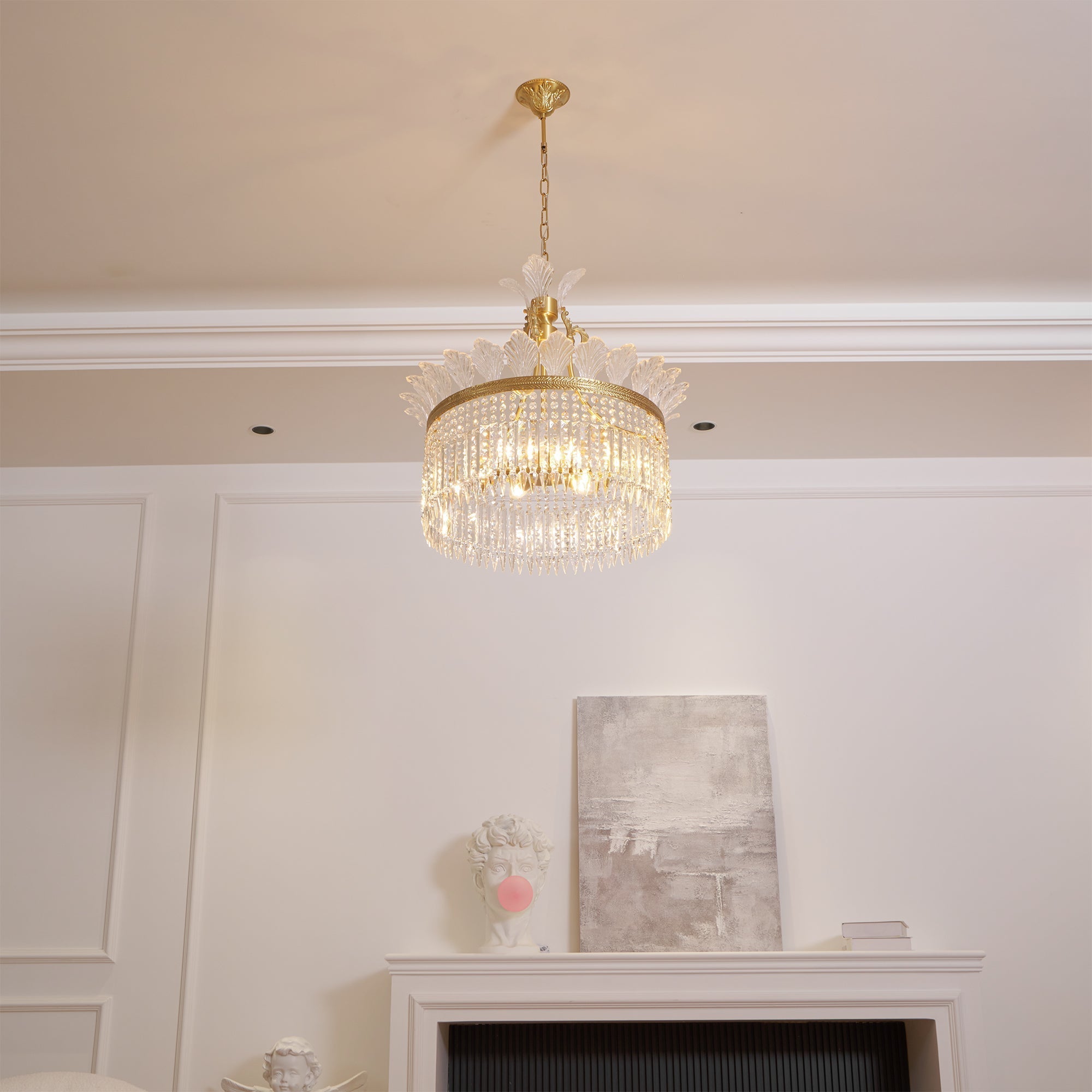 Freyza | Crinoline Postmodern Luxury Brass Crystal Chandelier – Modern Dining Room Living Room