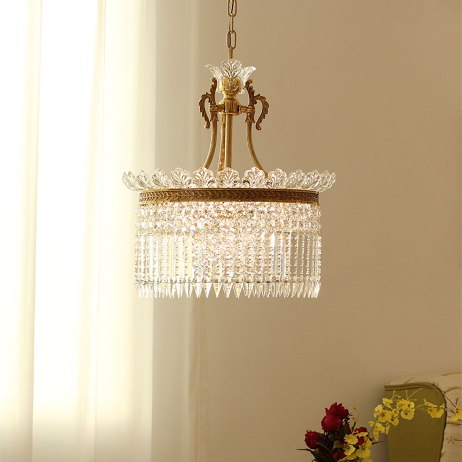 Freyza | Brass Crystal Chandelier – Dining Room Living Room
