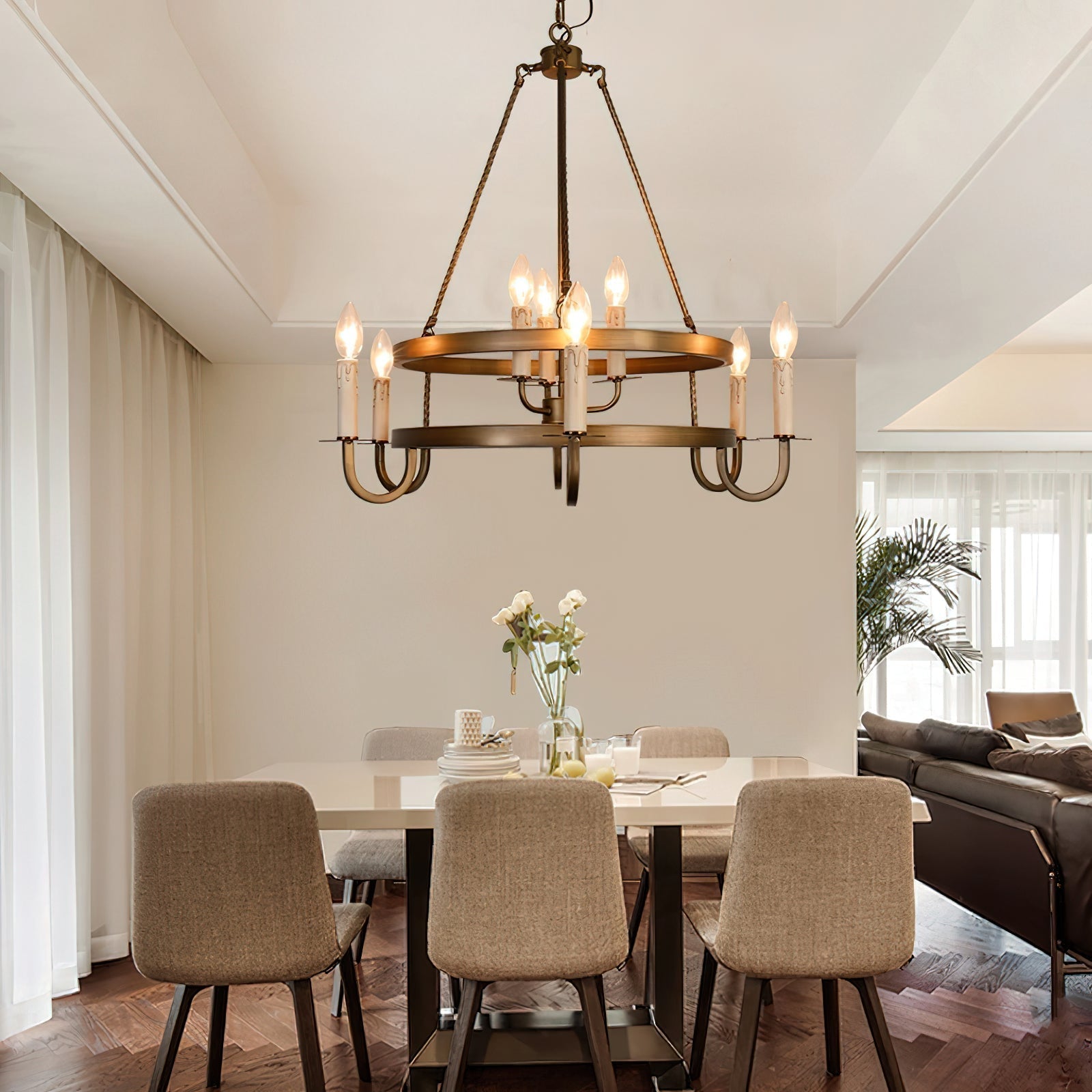 Freyza | Woven Classic Wagon Chandelier – Dining Room Living Room