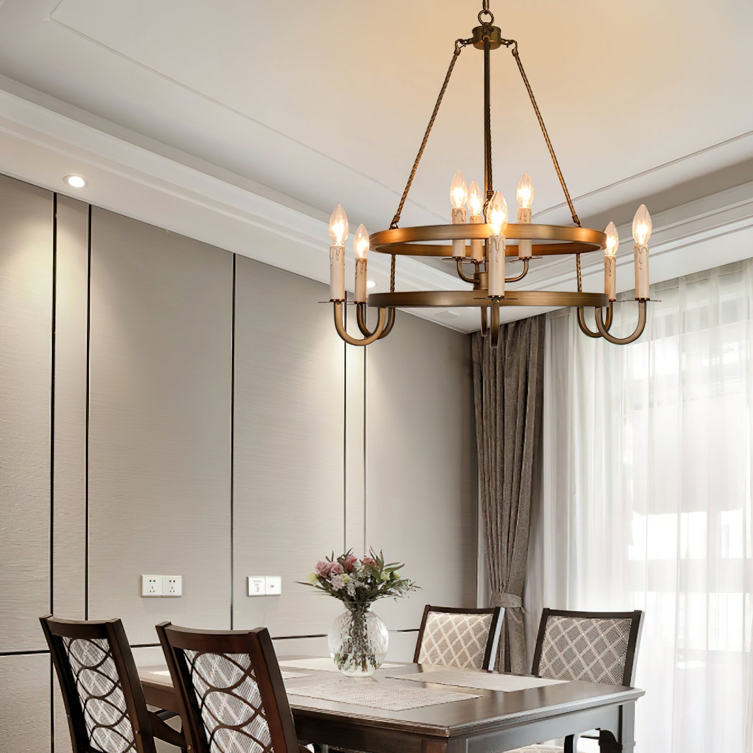 Freyza | Woven Classic Wagon Chandelier – Dining Room Living Room